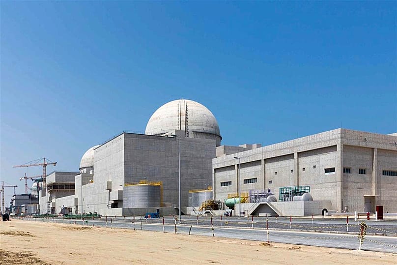 FILE - This undated photograph released by the United Arab Emirates' state-run WAM news agency shows the under-construction Barakah nuclear power plant in Abu Dhabi