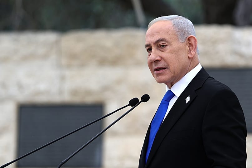 Israel's Prime Minister Benjamin Netanyahu attends a ceremony at the Military Cemetery on Mount Herzl in Jerusalem, 21 April, 2026