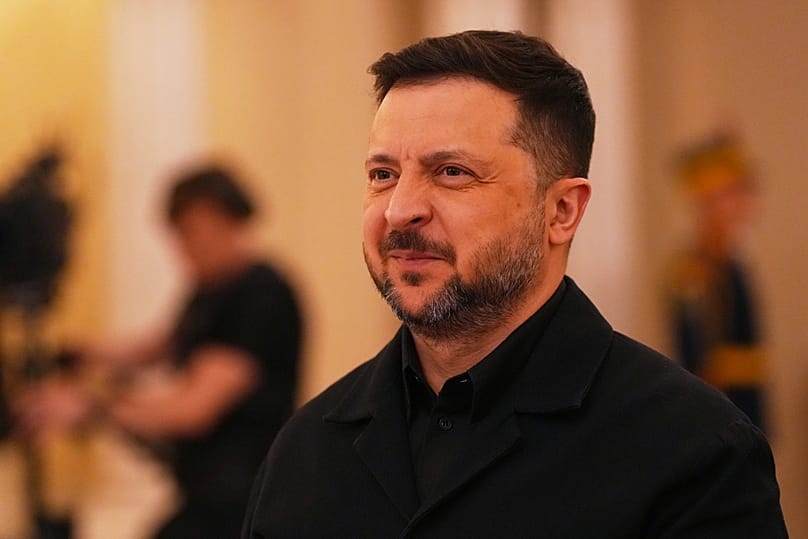 Ukraine's President Volodymyr Zelenskyy arrives at the Bucharest B9 summit held at the Cotroceni Presidential Palace in Bucharest, 13 May, 2026