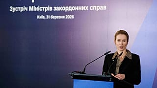 EU High Tepresentative Kaja Kallas speaks after the informal meeting of the EU Council on Foreign Affairs in Kyiv, Ukraine, 31 March 2026.