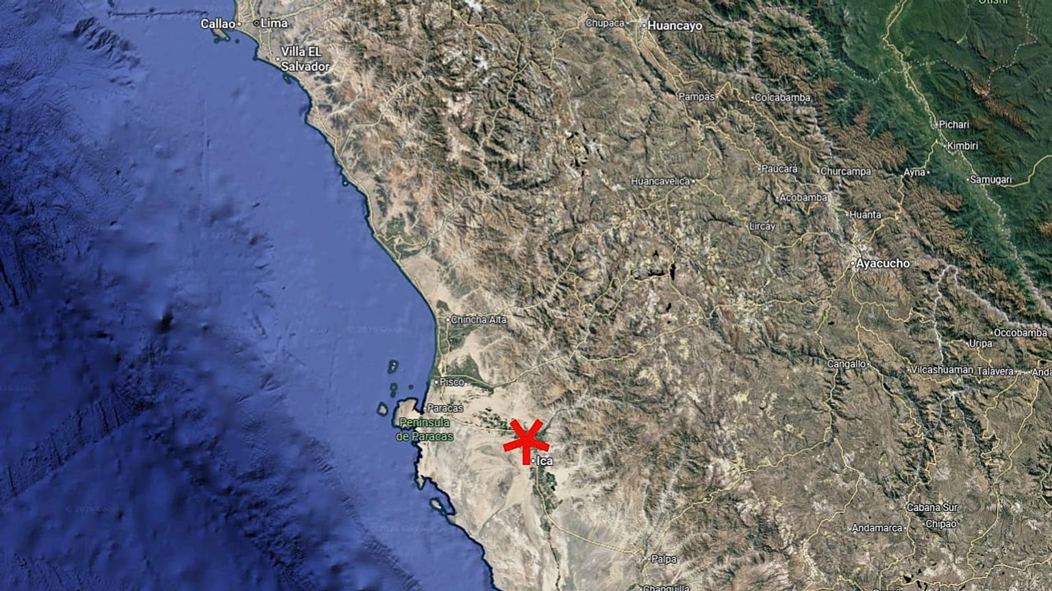 Ica, Perú. Google Maps