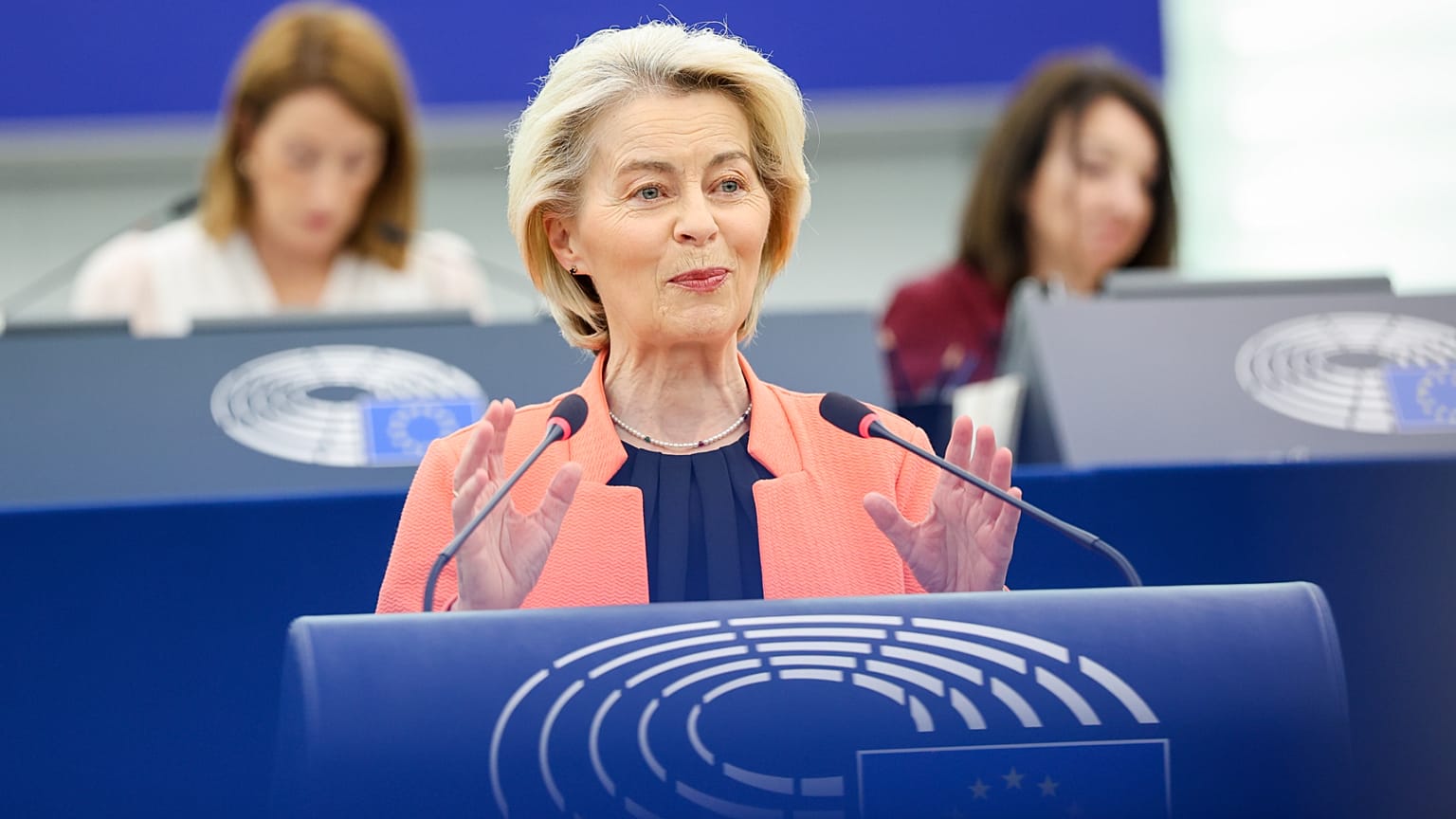 European Commission President Ursula von der Leyen speaking before the European Parliament in Strasbourg, France, 20 May 2026.