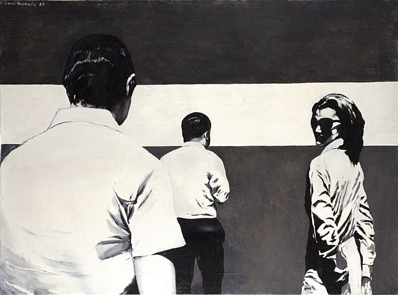 Γιάννης Ψυχοπαίδης, «Η συνάντηση», 1967. Λάδι σε καμβά, 60 × 80 εκ.