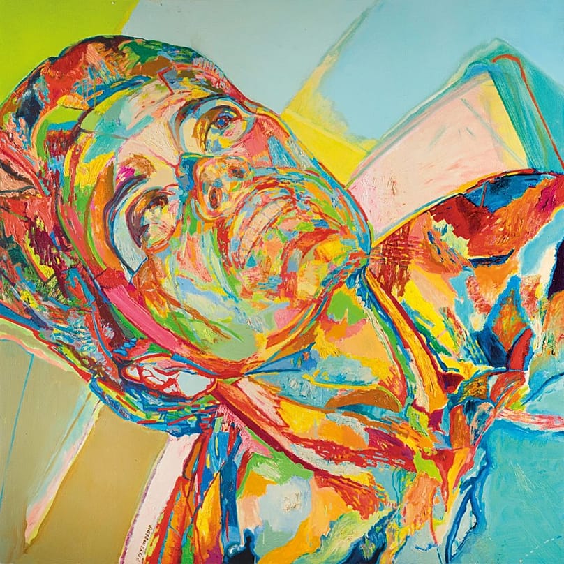 Γιάννης Ψυχοπαίδης, «Πορτραίτο - Ρόη», 1998. Λάδι σε καμβά, 100 × 100 εκ.