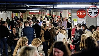 People take shelter in an underground car park during an air raid alert in Vilnius, 20 May, 2026