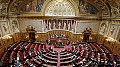 Vue intérieure de la salle de séance du Sénat français
