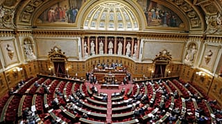 Vue intérieure de la salle de séance du Sénat français