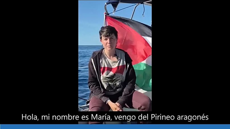Maria García Ahumada, en una captura de un vídeo pregrabado y difundido momentos antes de su retención en aguas internacionales