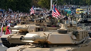 FILE -  US troops from NATO member Poland and allies showcase military equipment during the yearly observances on Poland's armed forces holiday in Warsaw, 15 August 2024