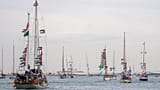 Boats carrying activists and humanitarian aid for Palestinians in Gaza reposition in port in Barcelona, 12 April, 2026