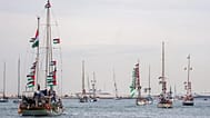 Boats carrying activists and humanitarian aid for Palestinians in Gaza reposition in port in Barcelona, 12 April, 2026