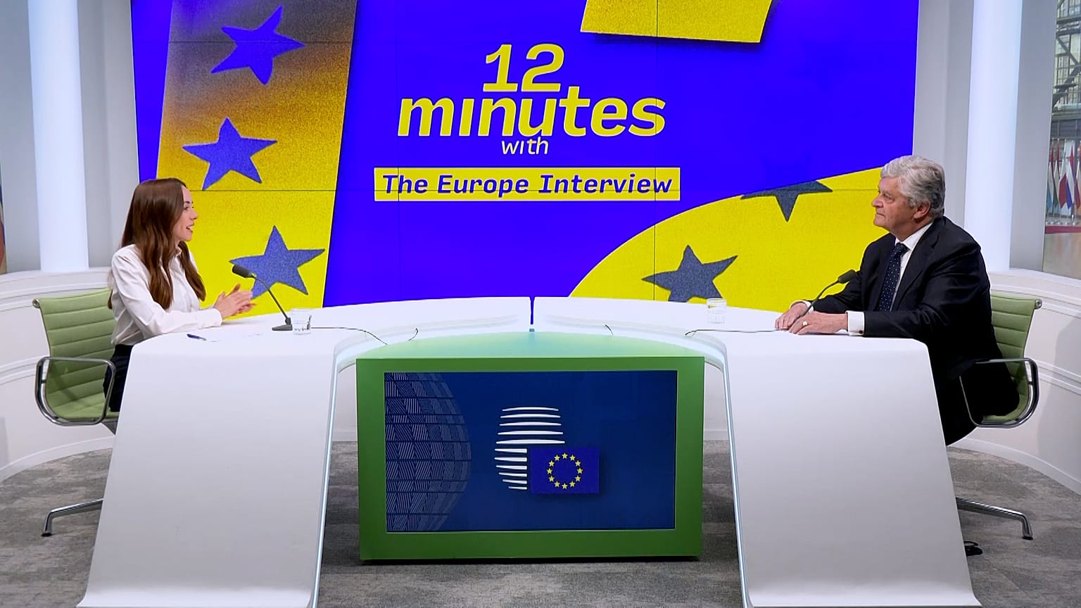 Nicolas Forissier, French Minister Delegate for Foreign Trade and Economic Attractiveness, during an interview with Euronews in Brussels
