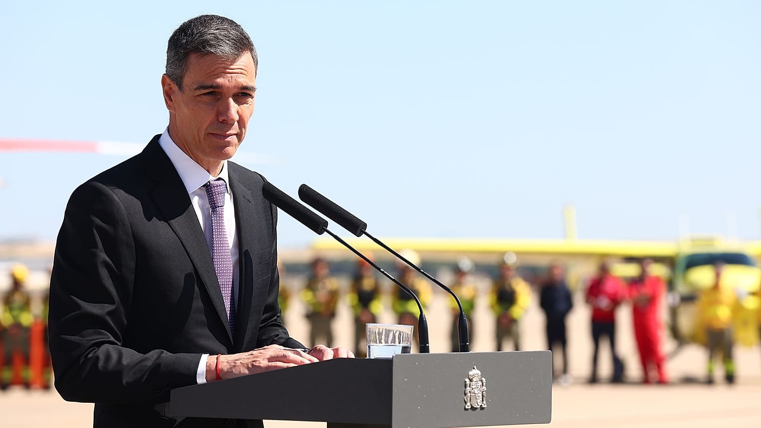 Pedro Sánchez presenta la campaña de lucha contra incendios forestales 2026 en la Base Aérea de Torrejón de Ardoz, Madrid, jueves 21 de mayo de 2026.