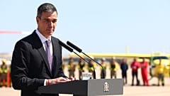 Pedro Sánchez presenta la campaña de lucha contra incendios forestales 2026 en la Base Aérea de Torrejón de Ardoz, Madrid, jueves 21 de mayo de 2026.