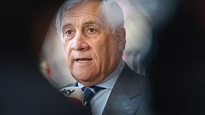taly's Foreign Minister Antonio Tajani speaks with the media as he arrives for a meeting of EU foreign ministers in Brussels, Monday, May 11, 2026. (AP Photo/Marius Burgelman)