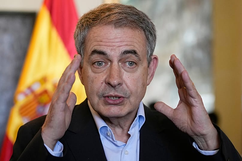 Spain's former Prime Minister Jose Luis Rodríguez Zapatero speaks to journalists in La Paz, 12 May, 2022
