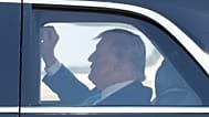 Prezydent Donald Trump w swojej limuzynie w bazie Andrews, 20 maja 2026 roku
