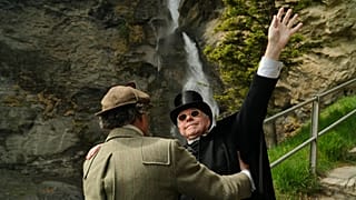 Enthusiasts recreate the fateful confrontation between Sherlock Holmes and Professor Moriarty at the Reichenbach Falls, Switzerland, May 3, 2026.