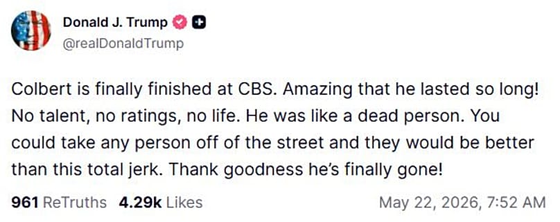 Trumps Reaktion auf die letzte Colbert-Sendung