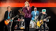 Ronnie Wood, from left, Mick Jagger, Steve Jordan, and Keith Richards of The Rolling Stones perform during the "Hackney Diamonds" tour on June 27, 2024, in Chicago.
