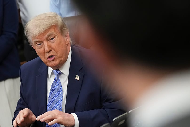 US President Donald Trump speaks during an event about loosening a federal refrigerant rule in the Oval Office at the White House, 21 May, 2026