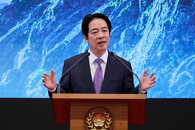 Taiwanese President Lai Ching-te delivers a speech to mark his second anniversary in office during a press conference in Taipei, 20 May, 2026