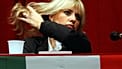 Mussolini nel 2004 durante la presentazione della candidatura di Alternativa Sociale alle elezioni europee che le valsero il seggio al Parlamento Ue