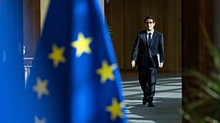 European Commissioner for Prosperity and Industrial Strategy Stéphane Séjourné arrives at EU headquarters in Brussels, 21 May, 2025