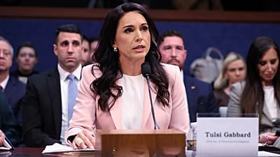 Former Director of National Intelligence Tulsi Gabbard speaks during a House Permanent Select Committee on Intelligence hearing in Washington DC on Thursday, March 19, 2026