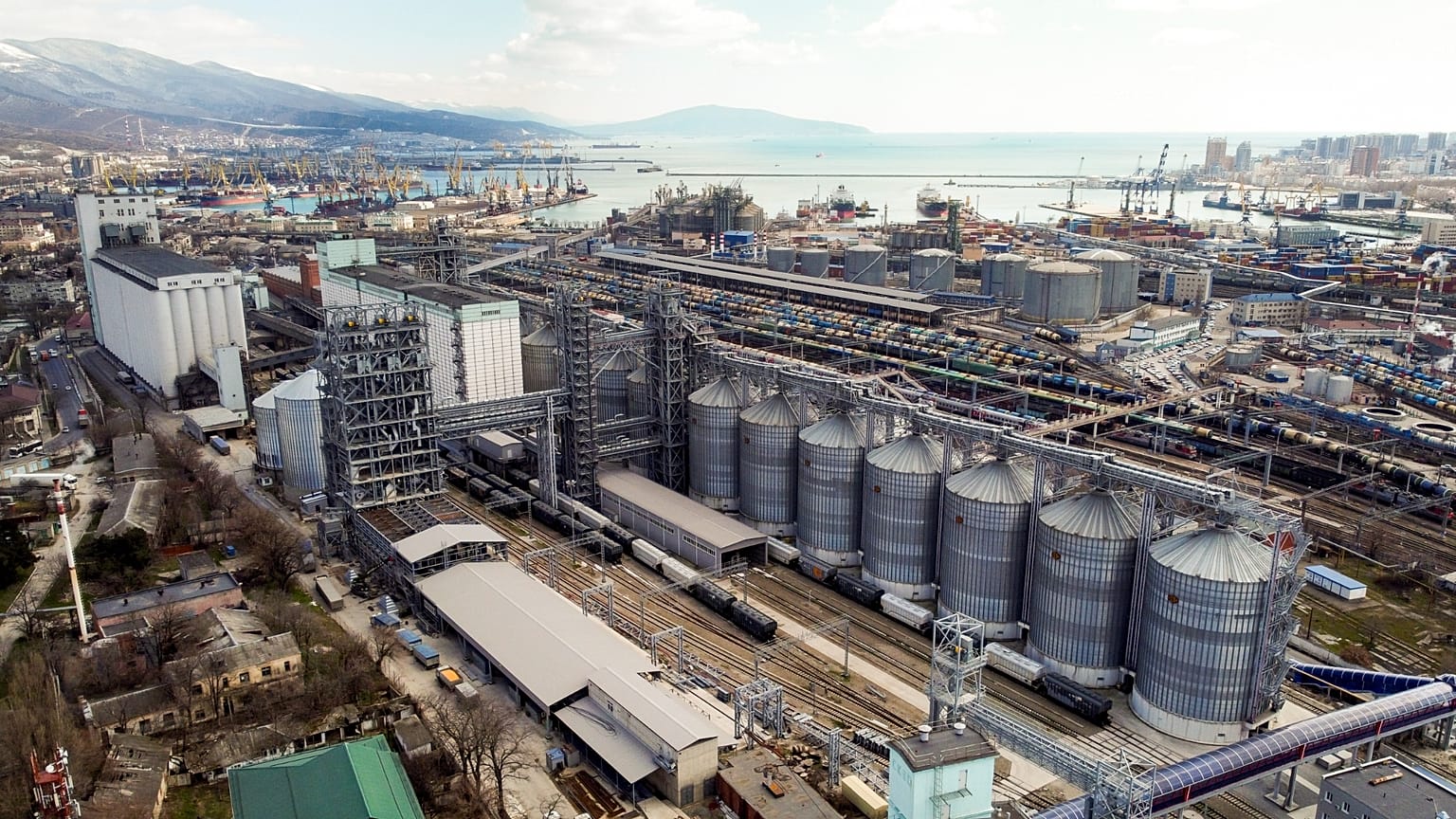 The grain terminal in the Tsemess Bay of the city of in Novorossiysk, Russia, March 16, 2022.
