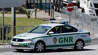 FILE (13.08.2019). A GNR patrol car escorts a fuel tanker lorry as it leaves a fuel depot in Aveiras, on the outskirts of Lisbon