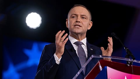 Karol Nawrocki elnök a dallasi Conservative Political Action Conference (CPAC) konferencián, 2026. március 28-án
