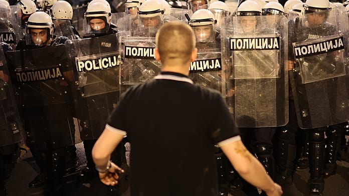 Violent clashes break out after mass protest in Belgrade