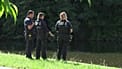 Police officers near the river Vilaine in Rennes