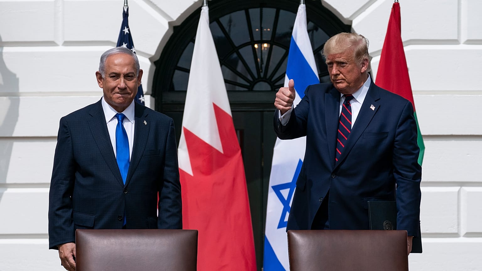 Benjamin Netanyahu e Donald Trump alla cerimonia della firma degli Accordi di Abramo alla Casa Bianca - martedì 15 settembre 2020, a Washington