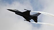 FILE – A Lockheed Martin F-16 jet fighter performs its demonstration flight on Jun22, 2011, at the 49th Paris Air Show at Le Bourget Airport, east of Paris. 
