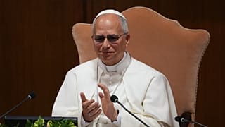 Pope Leo XIV attends the presentation of his first encyclical, "Magnifica humanitas: On Safeguarding the Human Person in the Time of Artificial Intelligence," at the Vatican. 