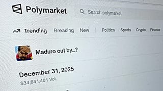 El sitio web Polymarket se muestra en una pantalla del 11 de enero de 2026, en Nueva York.