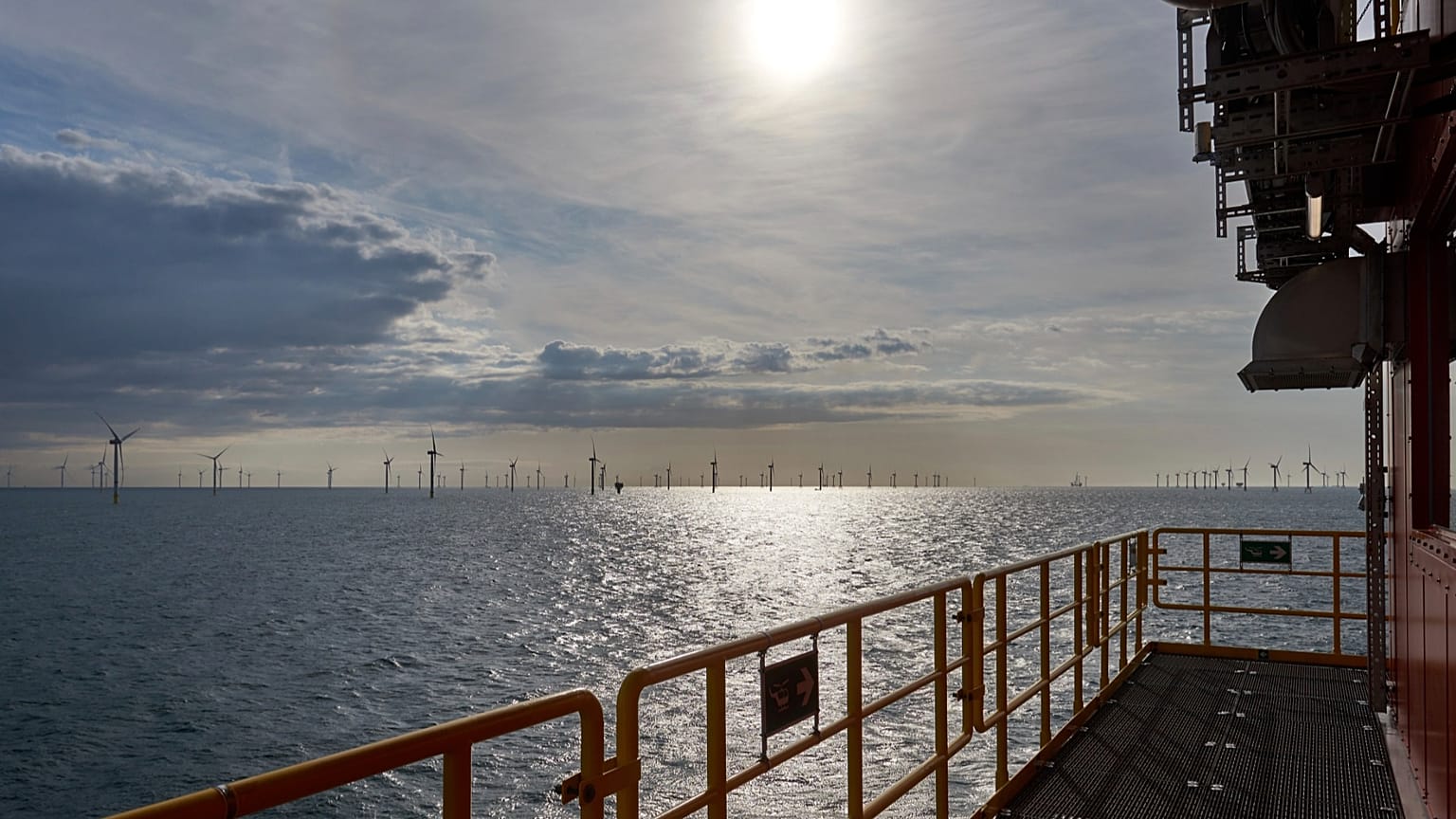 Montag, 9. September 2019: Windkraftanlagen, aufgenommen vom Modular Offshore Grid in der Nordsee vor der belgischen Küste