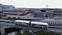 La nouvelle navette Skyline devait acheminer rapidement les voyageurs jusqu'au terminal, il faut désormais patienter plus longtemps.