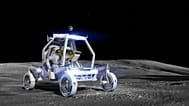 Ce rendu montre le rover CLV-1 d’Astrolab à la surface de la Lune.