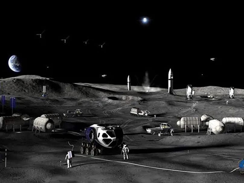 Καλλιτεχνική απεικόνιση της Φάσης 3 του Moon Base της NASA.