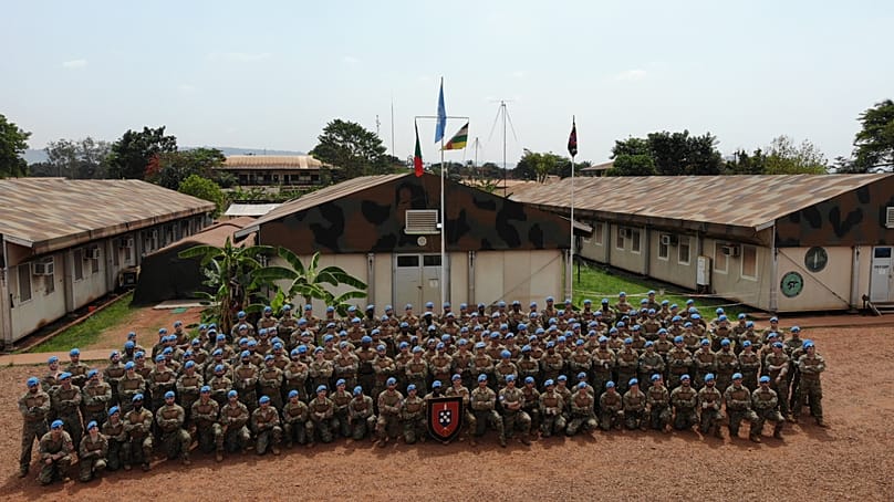 Capacetes azuis portugueses da 5.ª Força Nacional Destacada da Minusca. República Centro-Africana, 2019
