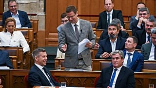 Magyar Péter miniszterelnök Vitézy Dávid közlekedési és beruházási miniszter helyéről hallgatta végig Gulyás Gergely, a Fidesz frakcióvezetőjének felszólalását