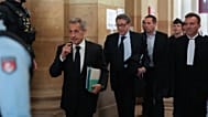 L'ex-président français Nicolas Sarkozy au tribunal d'appel de Paris, le 16 mars, lors de son procès pour financement illégal présumé de sa campagne présidentielle de 2007.