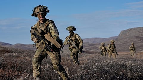 FILE - Danish military forces participate in an exercise with hundreds of troops from several European NATO members in Kangerlussuaq, Greenland, Wednesday, Sept. 17, 2025.