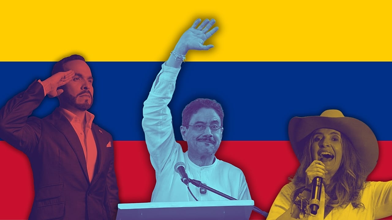 Principales candidatos a las elecciones de Colombia: Espriella, Cepeda y Valencia.