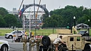Construction continues at the White House to build a temporary structure for next month's Ultimate Fighting Championship (UFC)
