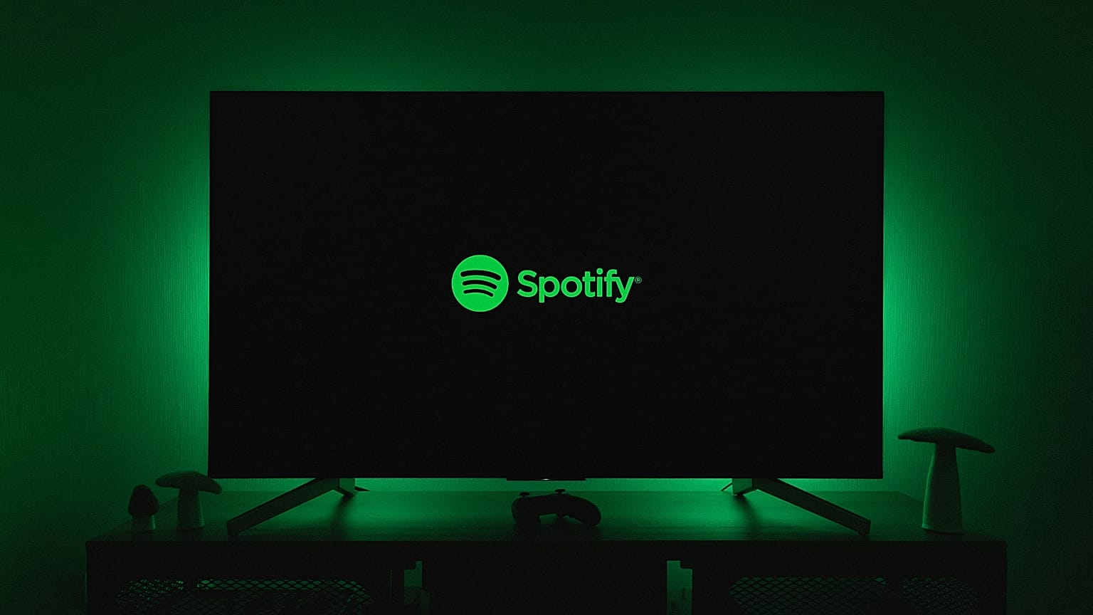 Το λογότυπο του Spotify σε τηλεόραση με επίπεδη οθόνη