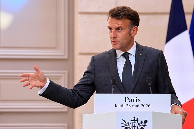 France's President Emmanuel Macron speaks during a press conference in Paris, 28 May, 2026